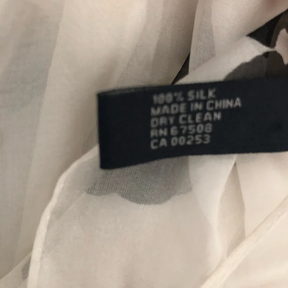 Anne Klein Black and White Floral Silk Scarf